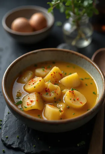 Soupe Lebbencs enrichie de pâtes, pommes de terre et lard fumé