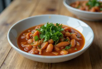 Lobio à la coriandre, plat de haricots géorgien servi avec de la coriandre fraîche