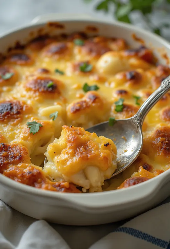Gratin légumes riz complet, crème fromage en couches, servi plat four