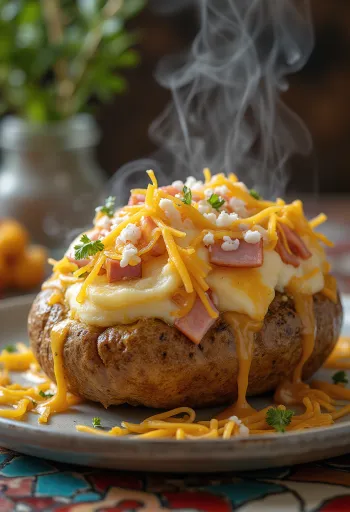 Pommes de terre farcies fromage, jambon et légumes