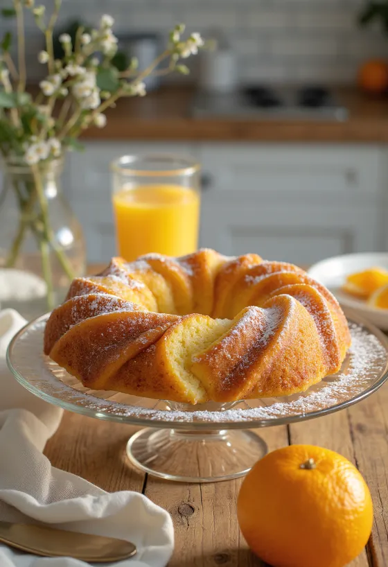 Kouglof aux pommes et à l'orange servi