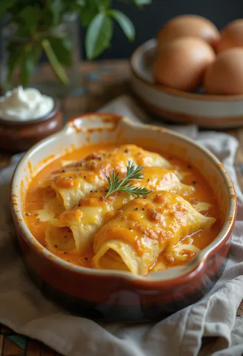 Crêpe fourrée à la viande juteuse, cuite dorée