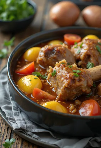 Khashlama servi avec agneau et légumes