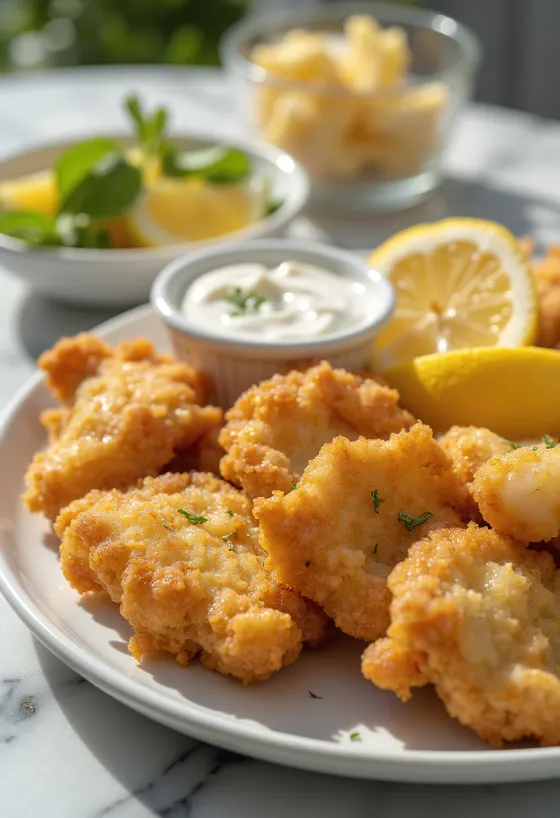 Cervelle panée croustillante avec légumes frais