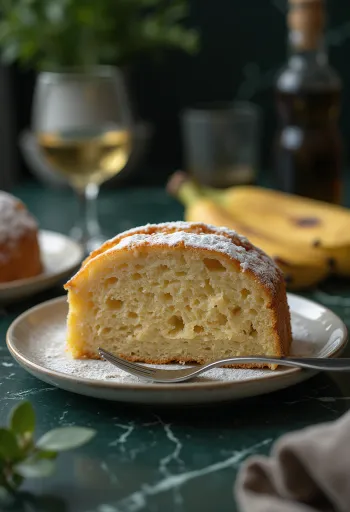 Gâteau à la banane doré, coupé en tranches