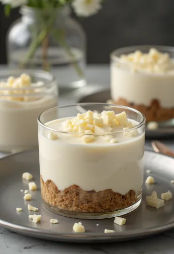 Gâteau mousse au chocolat blanc servi en tranches