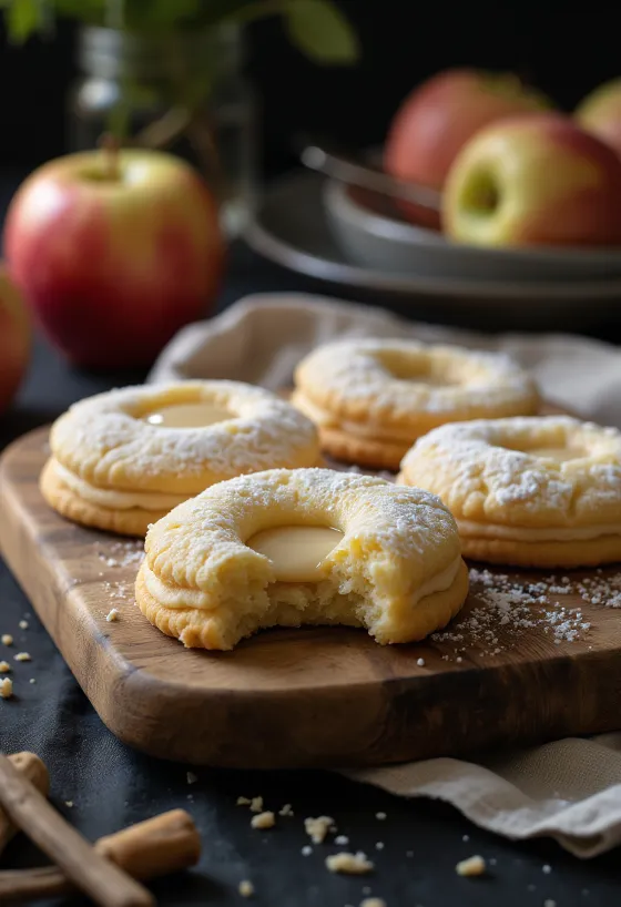 Sablés linzer aux pommes et à la vanille servis