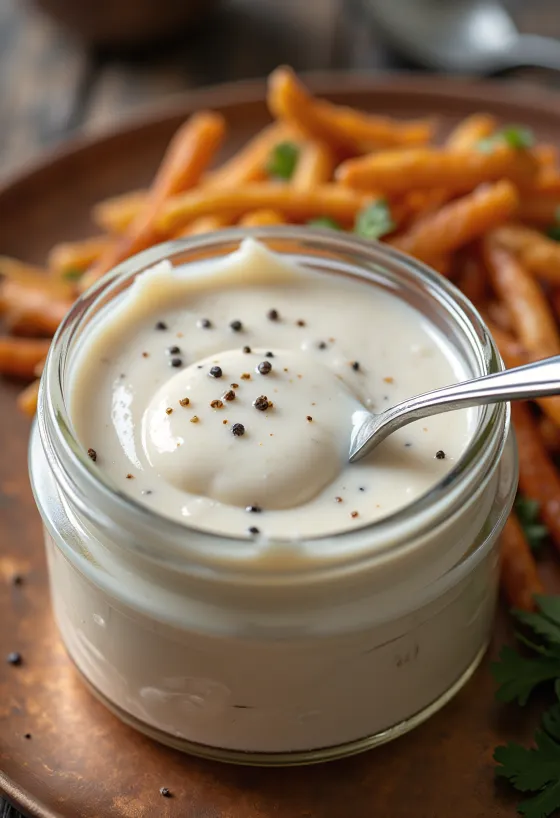 Sauce barbecue blanche d'Alabama servie avec poulet grillé