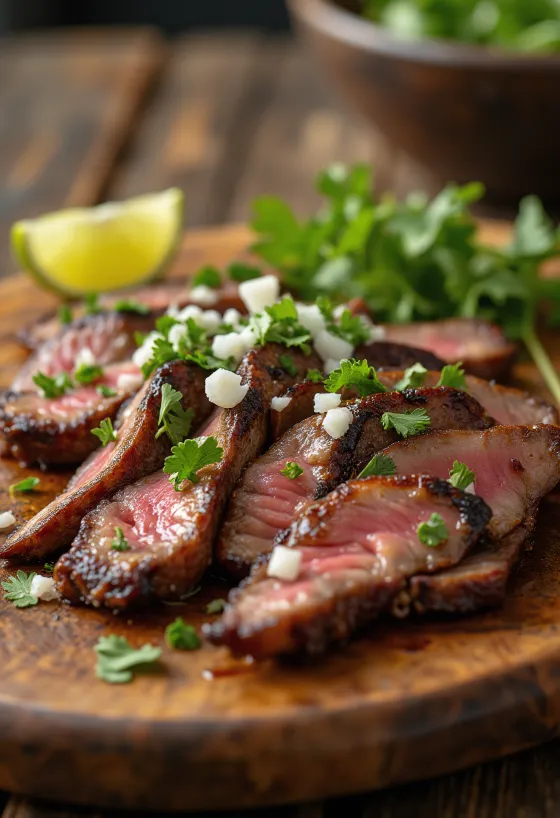 Carne asada servie avec tortillas et salade