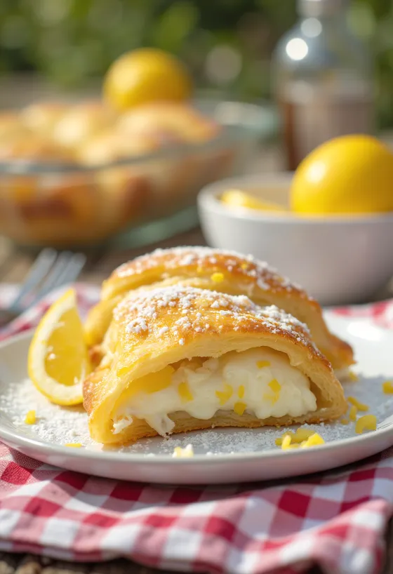 Strudel au fromage blanc et citron servi