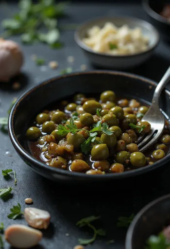 Sauce balsamique à l'ail et aux câpres servie