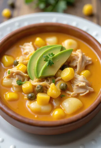 Ajiaco au poulet servi
