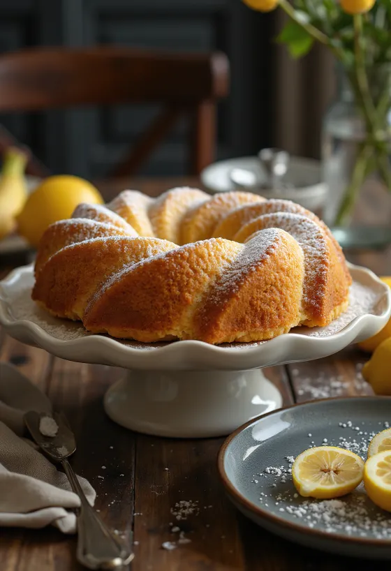 Kouglof banane-citron servi