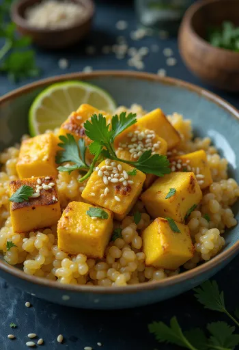 Curry de quinoa à l'ail et au tofu