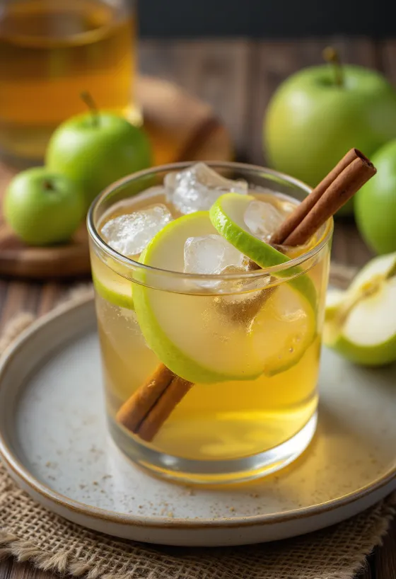 Cidre au Calvados français fraîchement servi