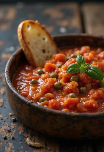 Sauce tomate au gingembre et aux câpres servie