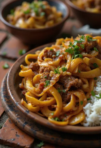 Olluquito au charqui, plat riche en viande avec olluco et coriandre fraîche