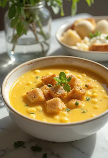 Soupe de pois cassés jaunes avec saucisse fumée et persil