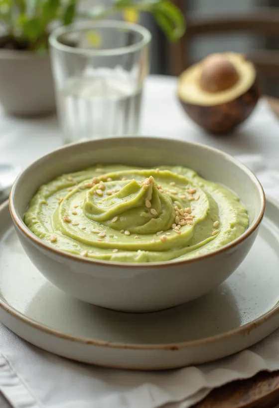 Sauce avocat sésame servie