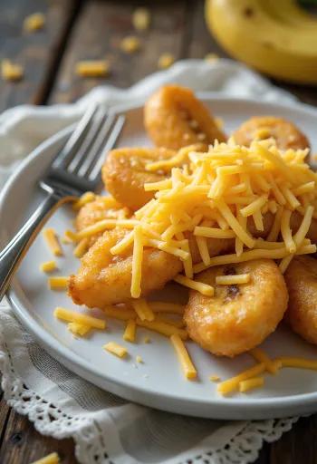 Pisang goreng servi avec du fromage, bananes croustillantes en croûte de fromage