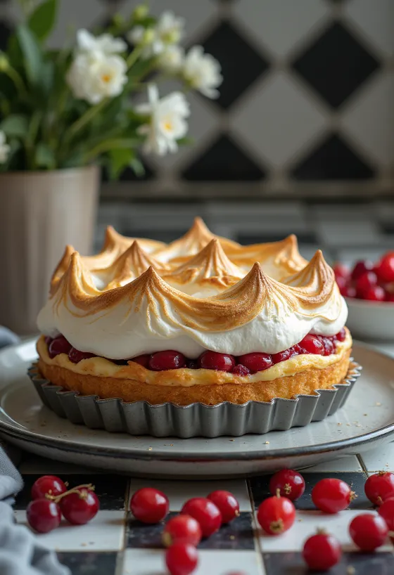 Gâteau aux groseilles meringué