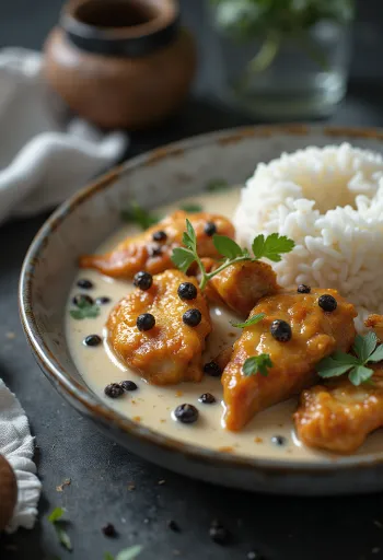 Poulet Adobo au lait de coco, dans une sauce riche et crémeuse aux épices