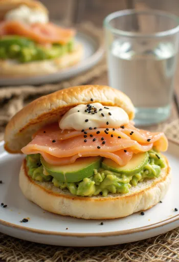 Bao buns au saumon et avocat servis