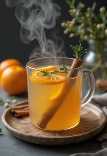 Cidre à la mandarine servi dans un verre