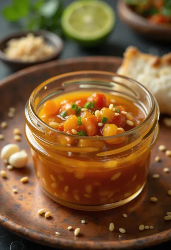 Sauce sésame chili lime servie