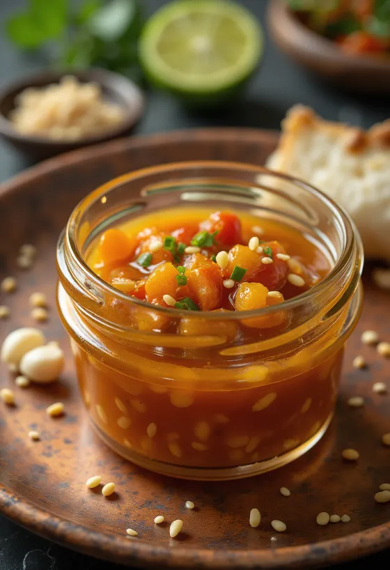 Sauce sésame chili lime servie