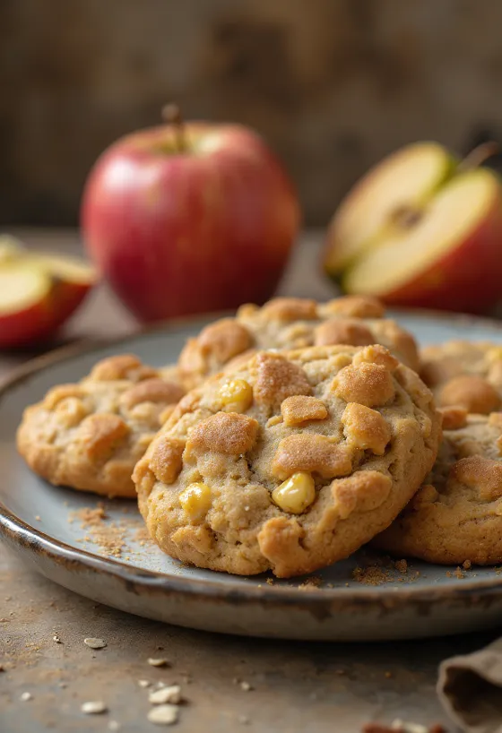 Biscuits aux pommes dorés saupoudrés de sucre glace