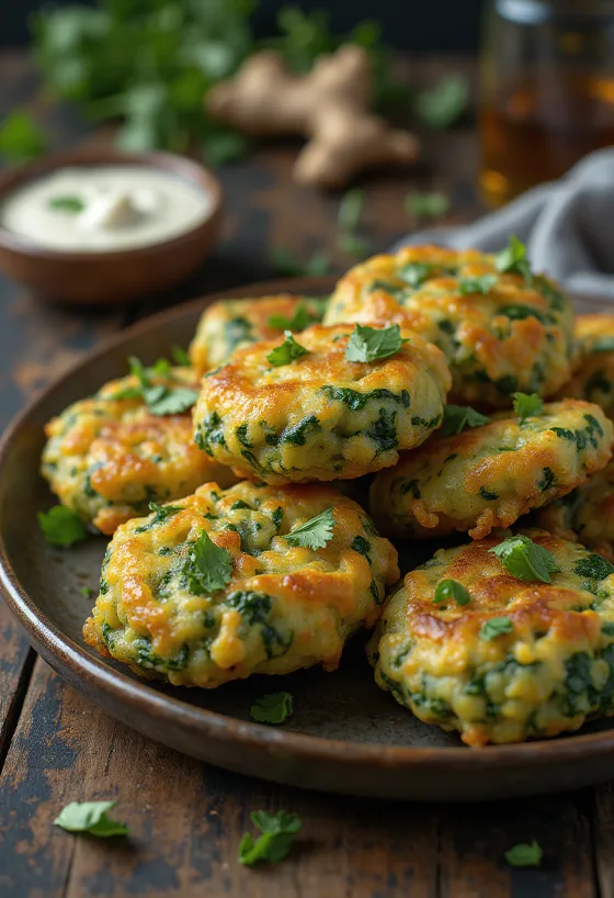 Pakora aux épinards, bouchées dorées et croustillantes servies