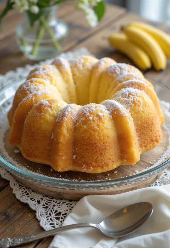 Kouglof banane-vanille servi