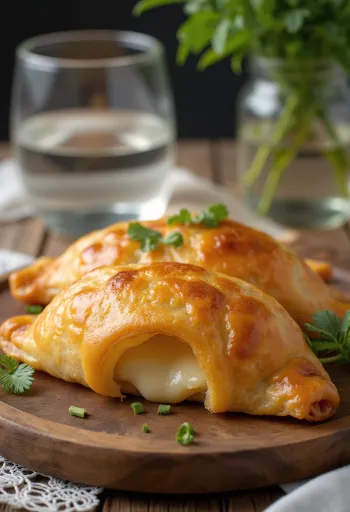 Empanada chilienne au fromage, empanada au fromage fondu, pâte dorée