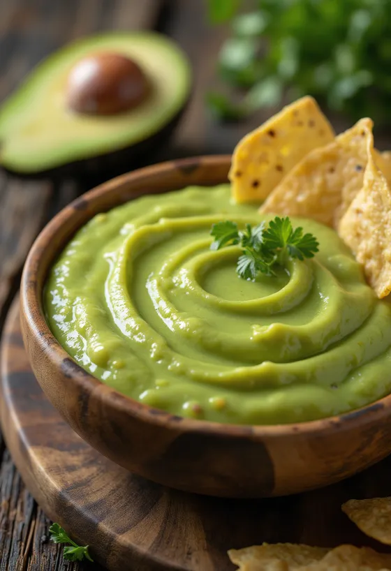 Sauce avocat-piment servie