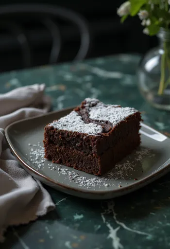 Tranche au chocolat dorée avec sucre glace