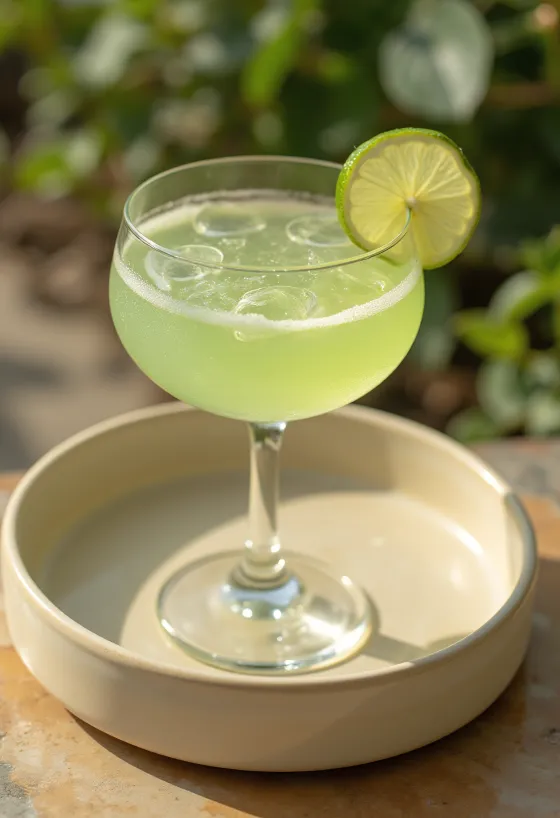 Cocktail Daiquiri décoré d'une tranche de citron vert