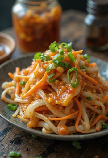 Kimchi aigre-doux servi