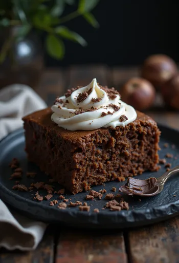 Gâteau aux marrons sans gluten servi