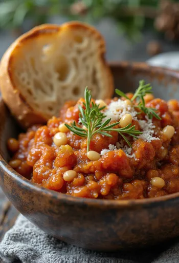 Pesto Rosso de tomates séchées servi