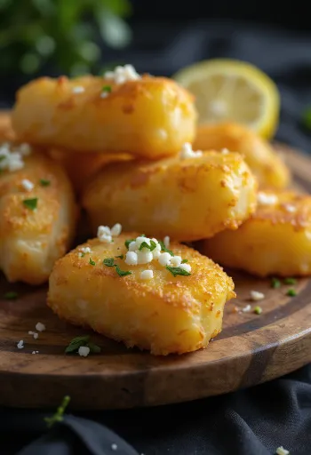 Yuca Frita sauce à l'ail, servi avec du persil