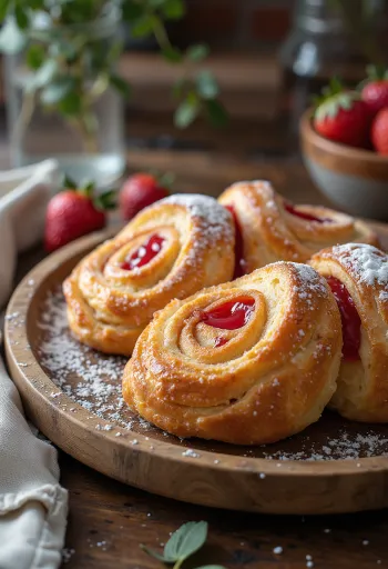 Bolo de Rolo à la fraise, tranches de gâteau roulé fourré à la confiture de fraise