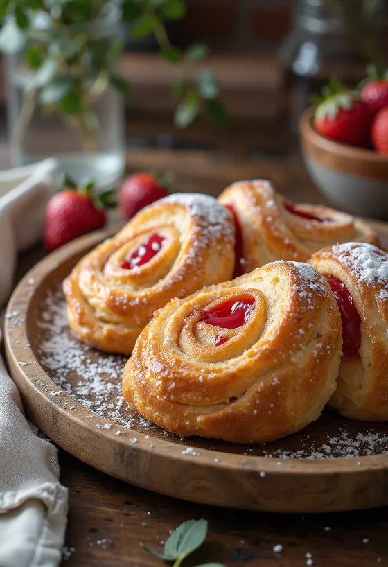 Bolo de Rolo à la fraise, tranches de gâteau roulé fourré à la confiture de fraise