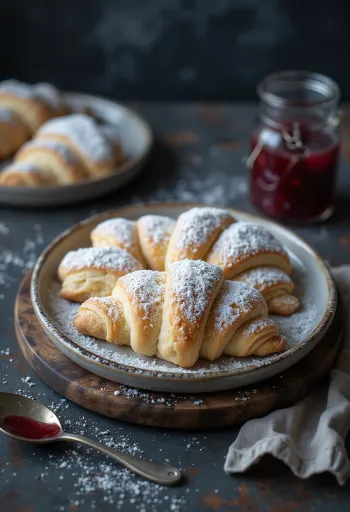 Hókiflis saupoudrés de sucre glace, sur une table de fête