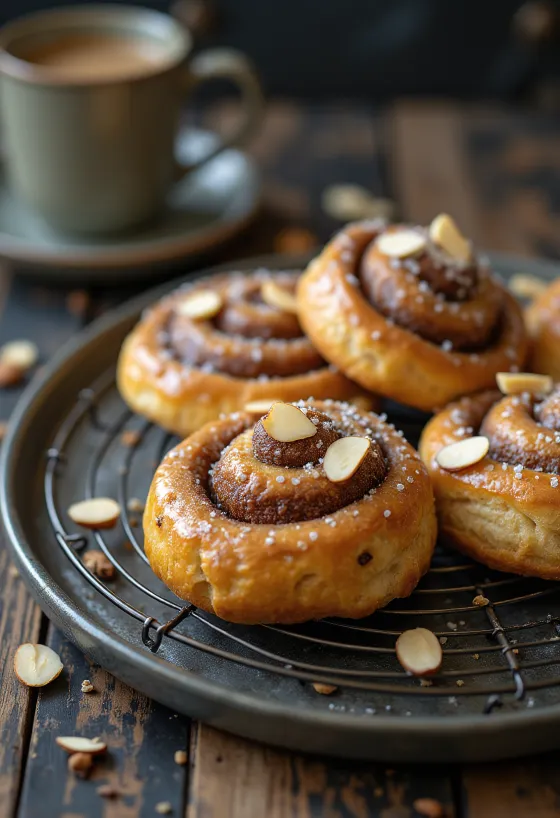 Kanelbullar suédois à la cannelle fourrés à l'amande