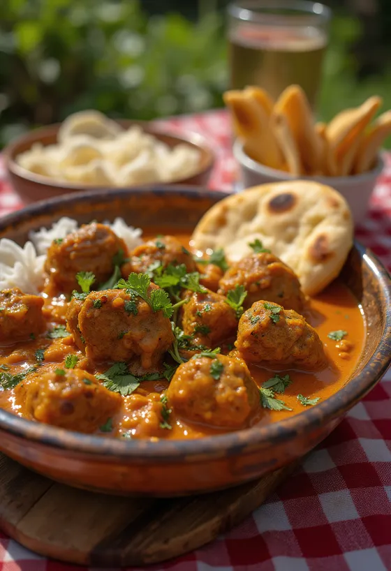 Curry d'agneau Balti, curry d'agneau épicé servi avec coriandre