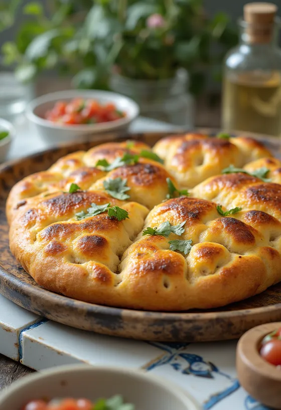 Focaccia aux épices mexicaines servie