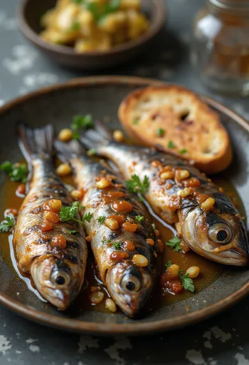 Sardines entières croustillantes dans un panier à grillades