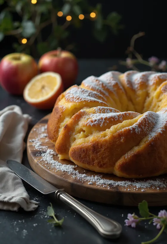 Kouglof citron-pomme servi