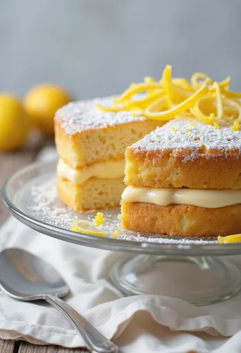 Gâteau vanille-citron servi